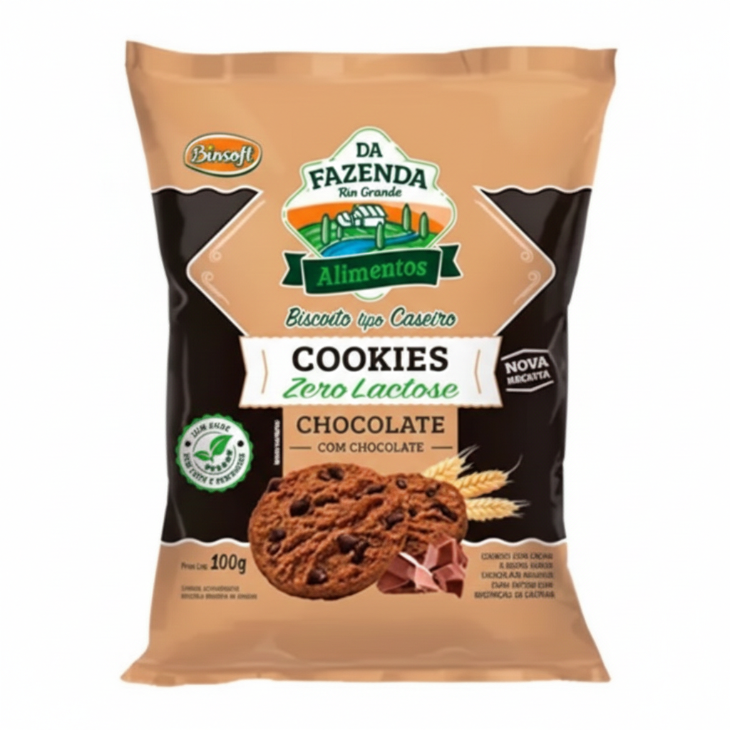 Cookies com Chocolate 0% Lactose - Da Fazenda 