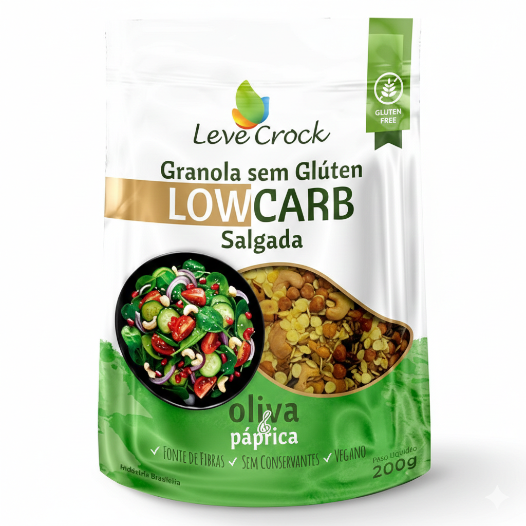 Granola s/glúten Low Carb Salgada - Leve Crock 