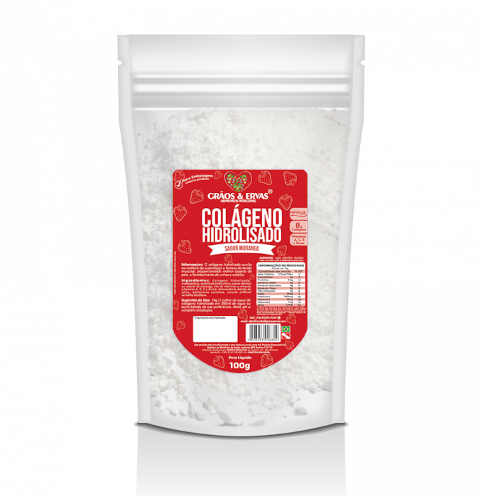 Colágeno Hidrolisado Sabor Morango - Grãos&Ervas