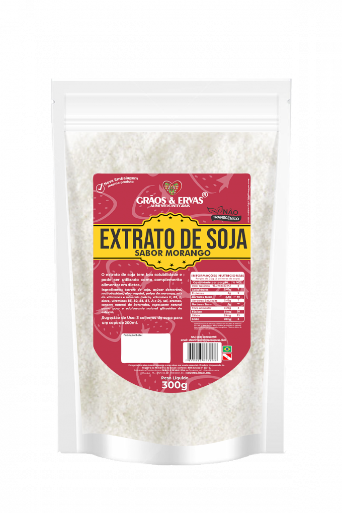 Extrato de Soja Sabor Morango - Grãos&Ervas 