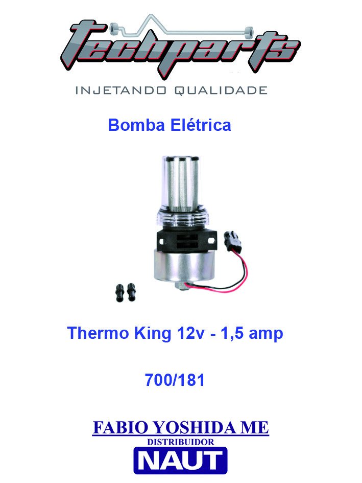 Bomba Elétrica Thermo King 12V 1,5A Vazão 120L/h Pressão 0,5 BAR 300036400  300108002  41-7059 10181