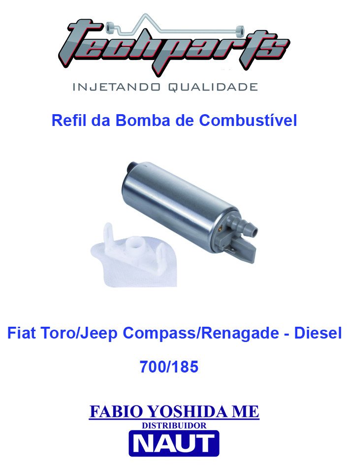 Bomba Elétrica de Combustível Fiat Toro / JEEP Renegade / Compass 12V 6A Vazão 100L/h 3,0 BAR 51961569  AB399H3077EC  MM234D 10185