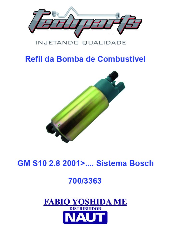 Bomba Elétrica de Combustível S10 2.8 MWM Sistema Bosch 12V 5A Vazão 85L/h 3,0 BAR 0580314363 