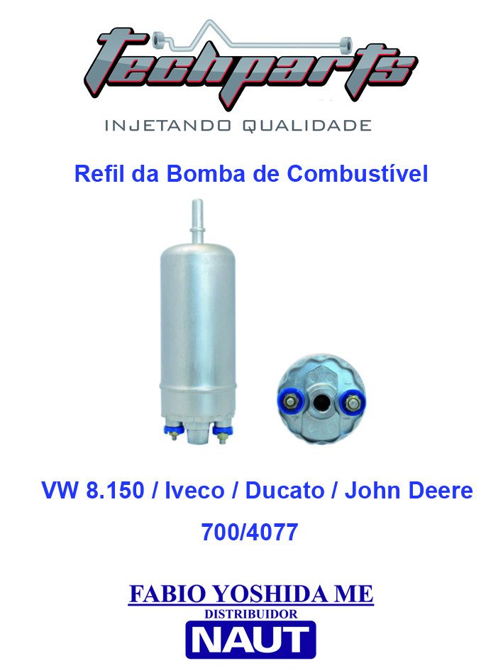 Bomba Elétrica de Combustível VW 8.150 Iveco/Ducato 2.8D John Deere Frontier 2.8 Troller 12v 6,5A Vazão 100L/h 4,0BAR 0580464077  0580464084 170102BB00  2P0201758 2641A204 500366053 515877  AL168483 