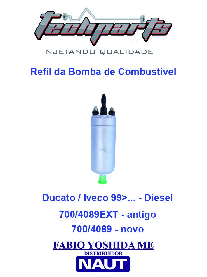 Bomba Elétrica de Combustível Ducato/Iveco 2.8D Troller 2.8/3.0 12V 6,5A Vazão 100L/h 4,0 BAR 0580464089