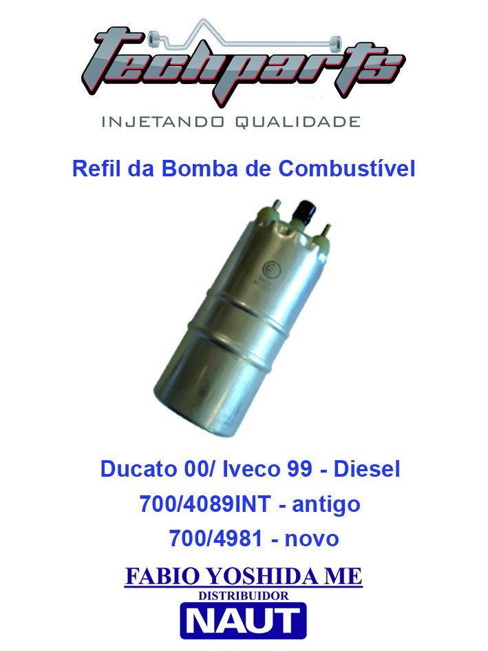 Bomba Elétrica de Combustível Ducato 2.8/2.3 Renault Master 2.5 12V 6,5A Vazão 100L/h 4,0 BAR 0580464981 46447569