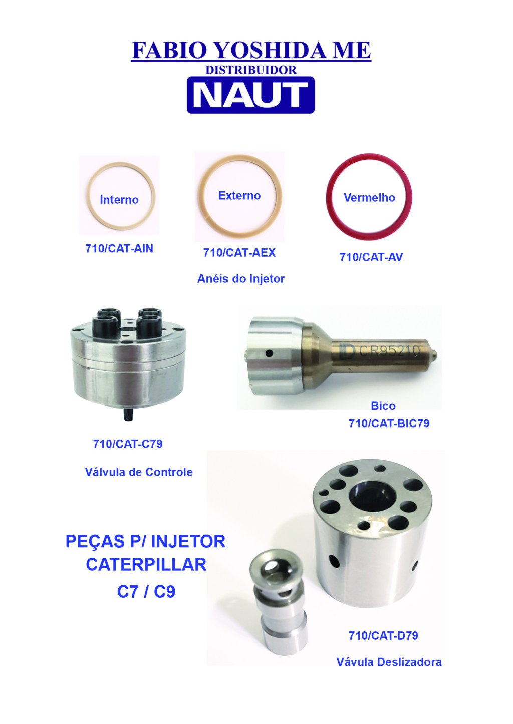 Anéis, Bico e Válvula para Injetor Caterpillar C7 / C9