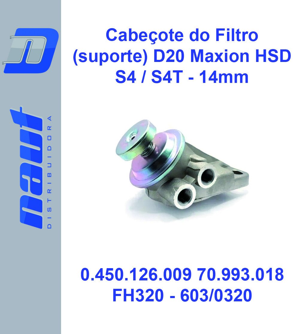 Cabeçote (suporte) do Filtro Motor Maxion HSD / S4 / S4T - D20 0.450.126.009 FH320 70993018 - Genuine Parts