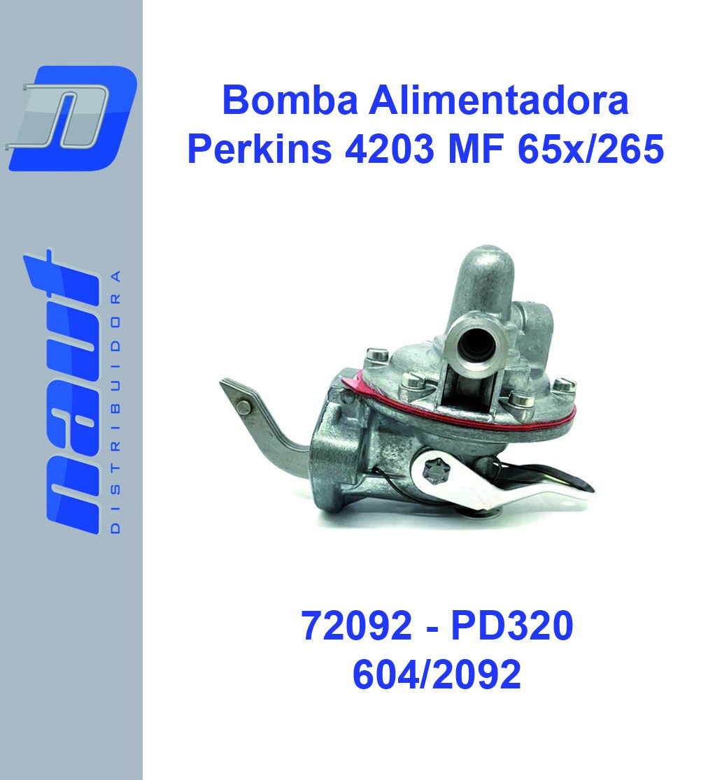 Bomba Alimentadora Perkins 4203 Massey Ferguson 65X/265 72092 PD320 60249, K1665, 2641335, PD320, 461147, 2641327, ULPK0019, AK100