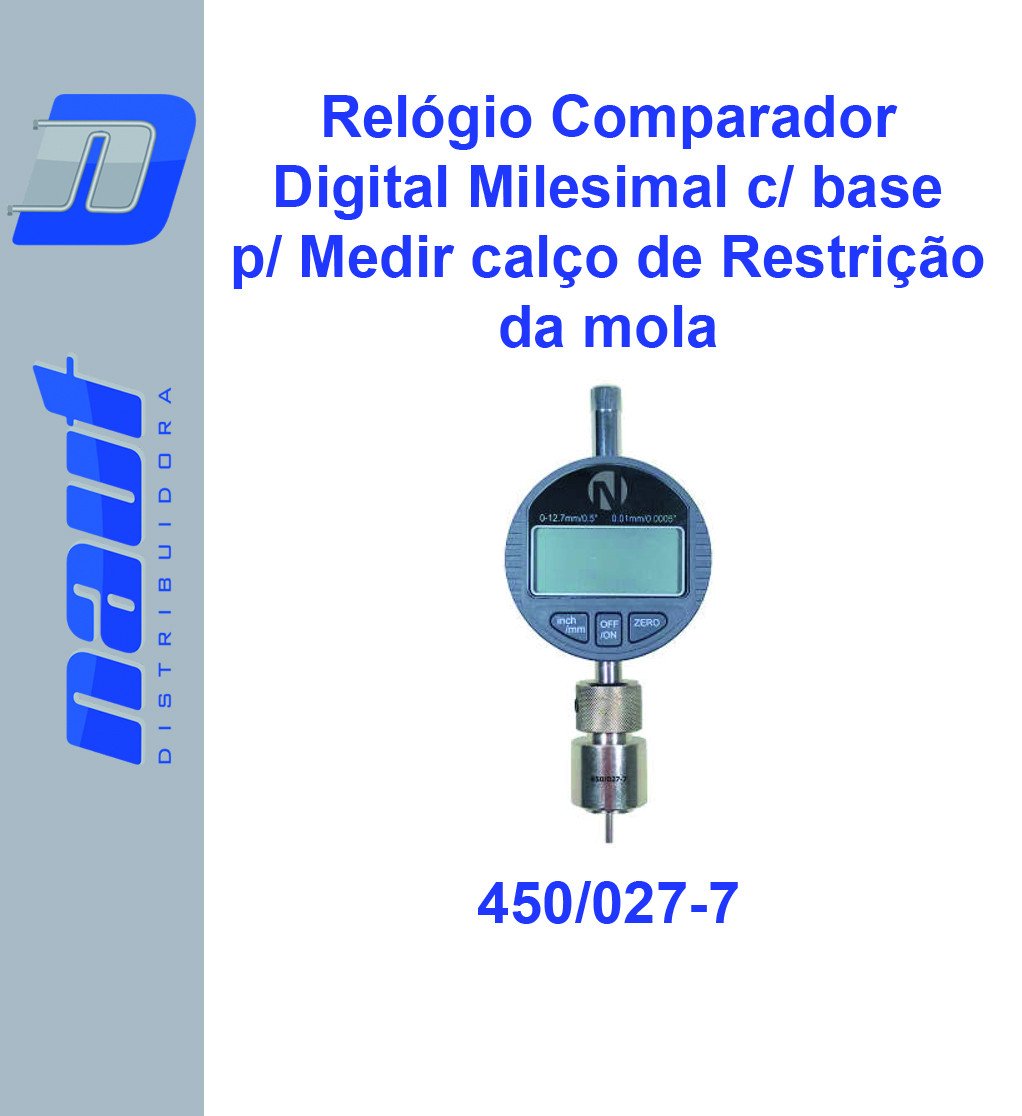 Relógio Comparador Digital Milesimal c/ base p/ Medir calço de Restrição da mola