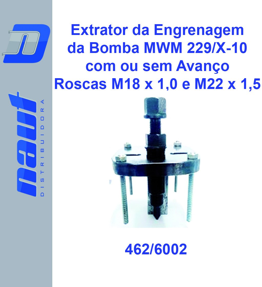 Extrator da Engrenagem da Bomba MWM 229/X-10 com ou sem Avanço Roscas M18 x 1,0 e M22 x 1,5