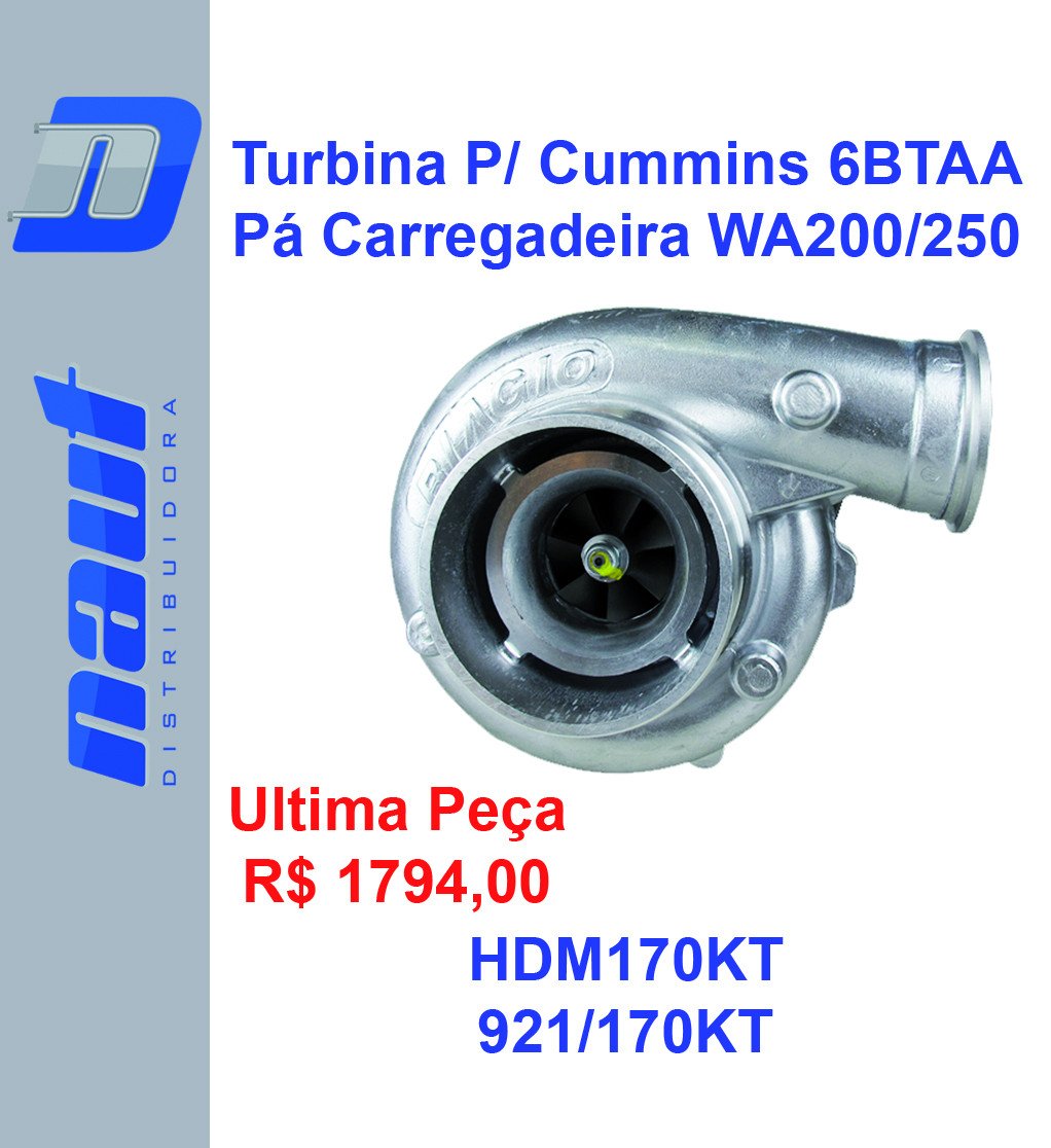Turbina P/ Cummins 6BTAA Pá Carregadeira WA200/250
