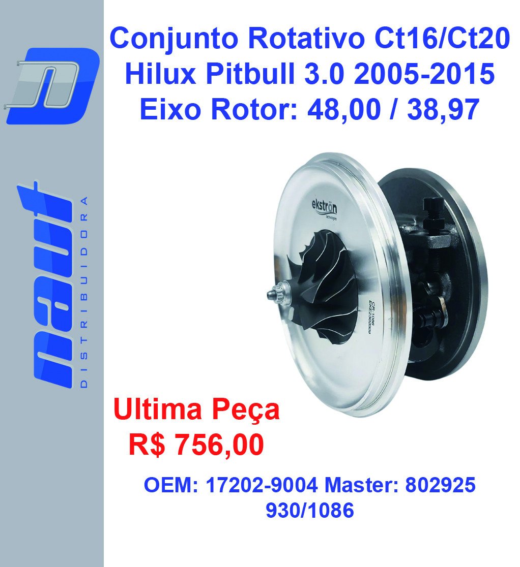 Conjunto Rotativo Hilux Pitbull 3.0 2005-2015 CT-16 Ekstron 17201-0L040 - CR-1086