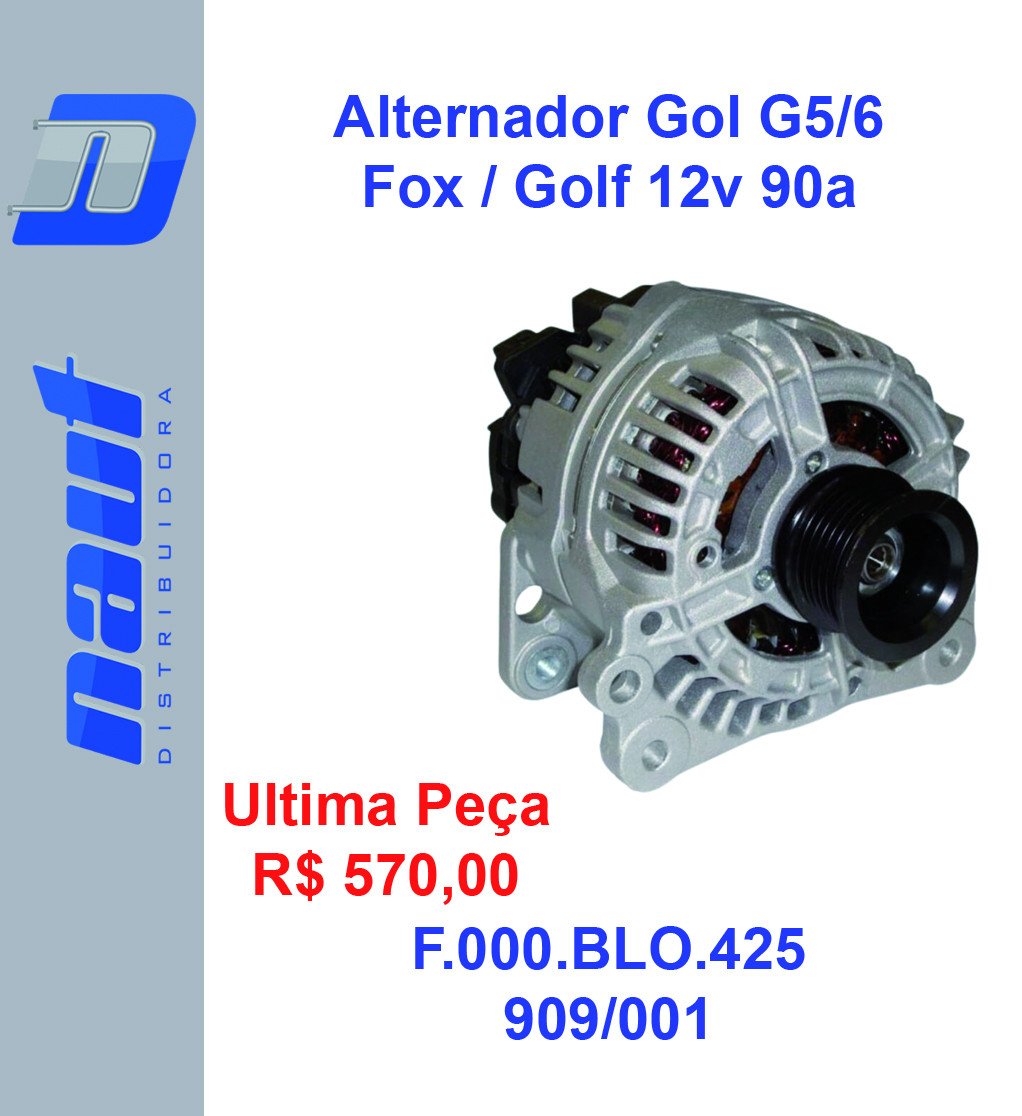 Alternador Gol G5 G6 Saveiro Voyage Fox Golf 90a Tg9s129 70001