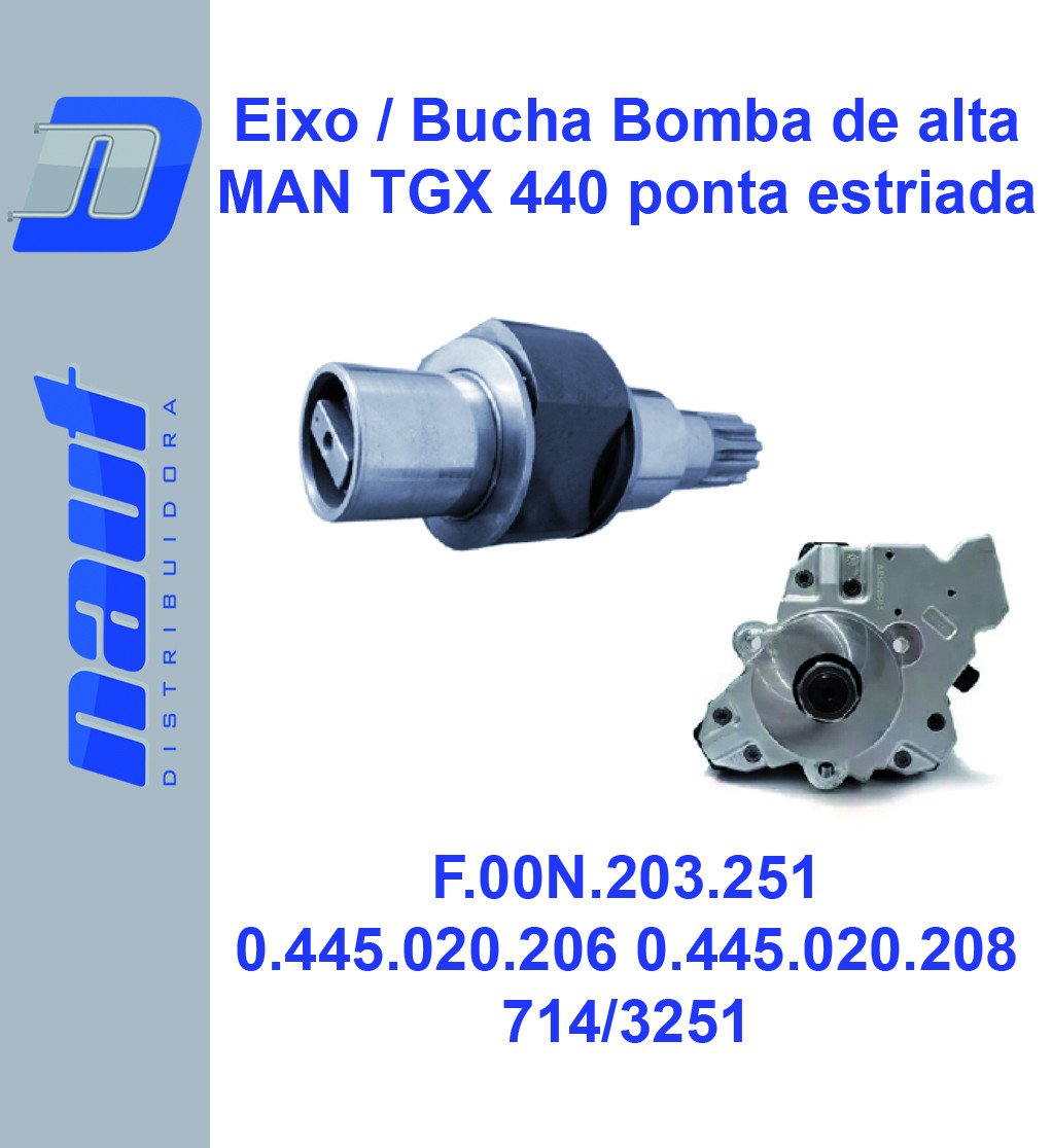 Eixo / Bucha Bomba de alta MAN TGX 440 ponta estriada F.00N.203.251 0.445.020.206 0.445.020.208