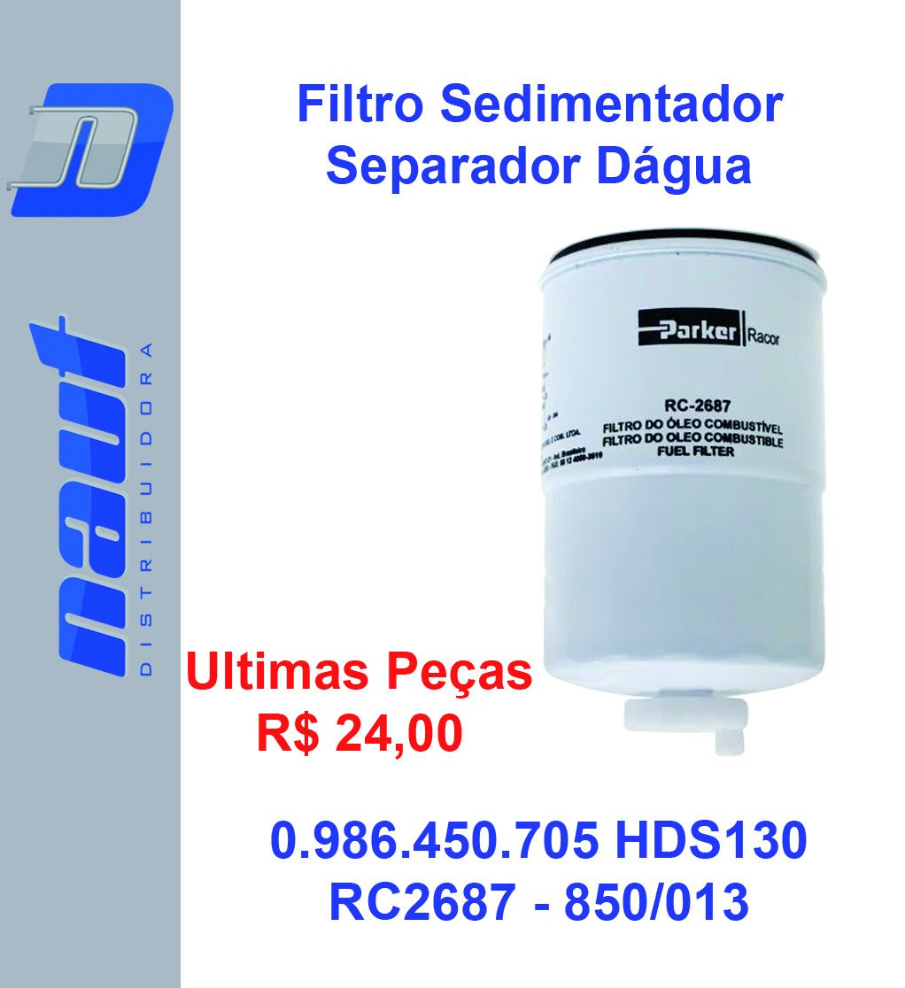 Filtro de Combustível | Separador de Água RC-2687 Parker Racor 0.986.450.705 HDS130 - DIESEL