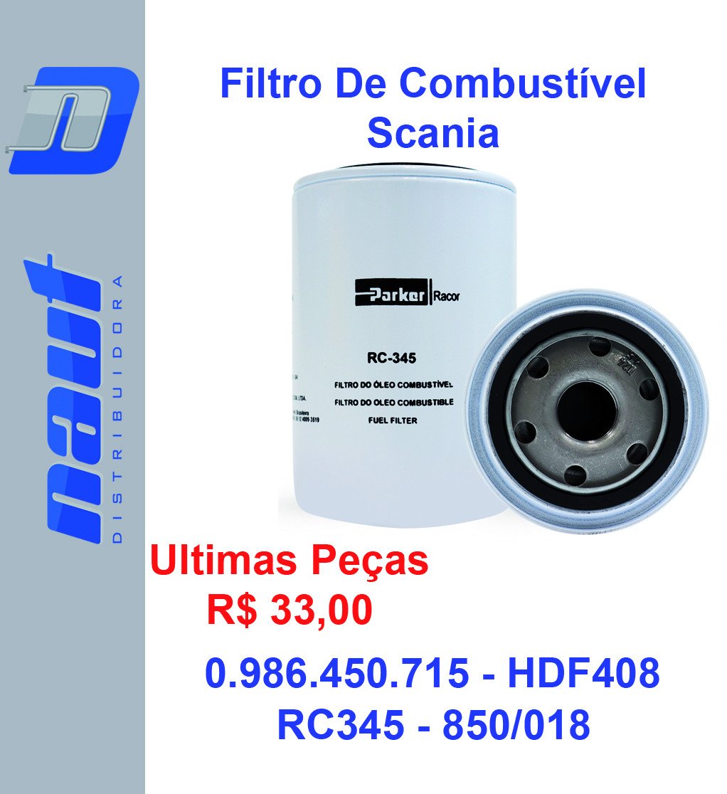 Filtro De Combustível Scania 0.986.450.715 - HDF408 RC345 Parker - Diesel