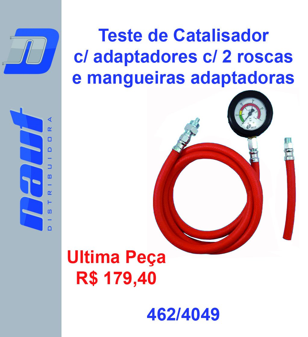 Teste de Catalisador c/ adaptadores c/ 2 roscas e mangueiras adaptadoras