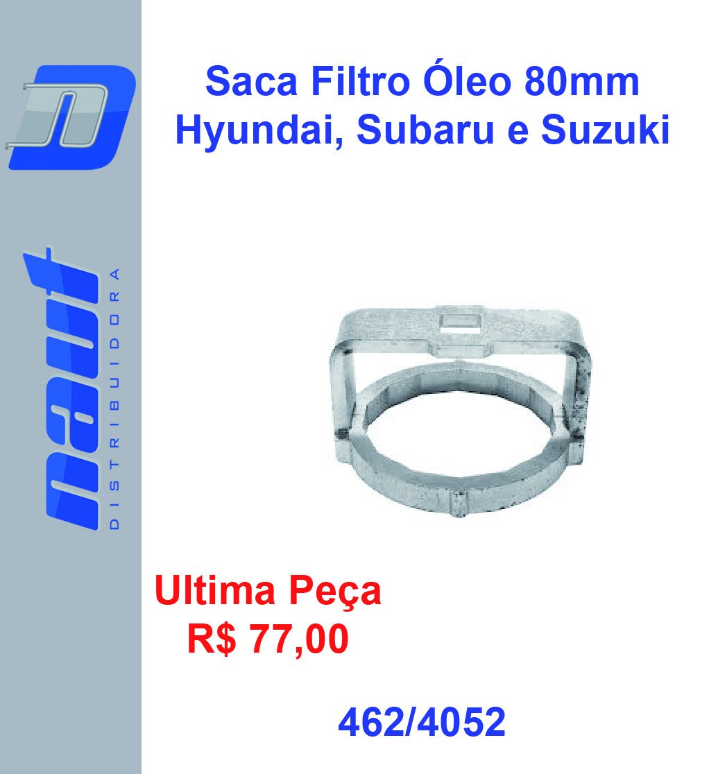Saca Filtro Óleo 80mm Hyundai, Subaru e Suzuki