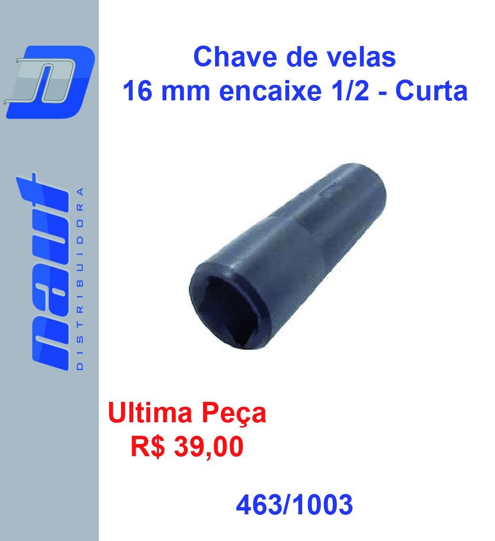 Chave de velas 16 mm encaixe 1/2 Curta