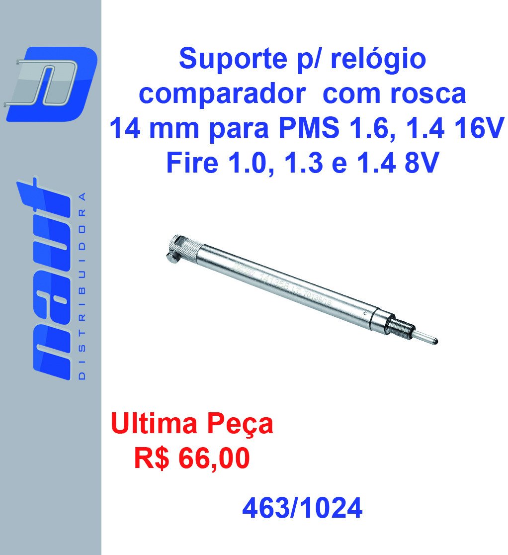 Suporte para relógio comparador com rosca de 14 mm para PMS motores 1.6, 1.4 16V Fire 1.0, 1.3 e 1.4 8V