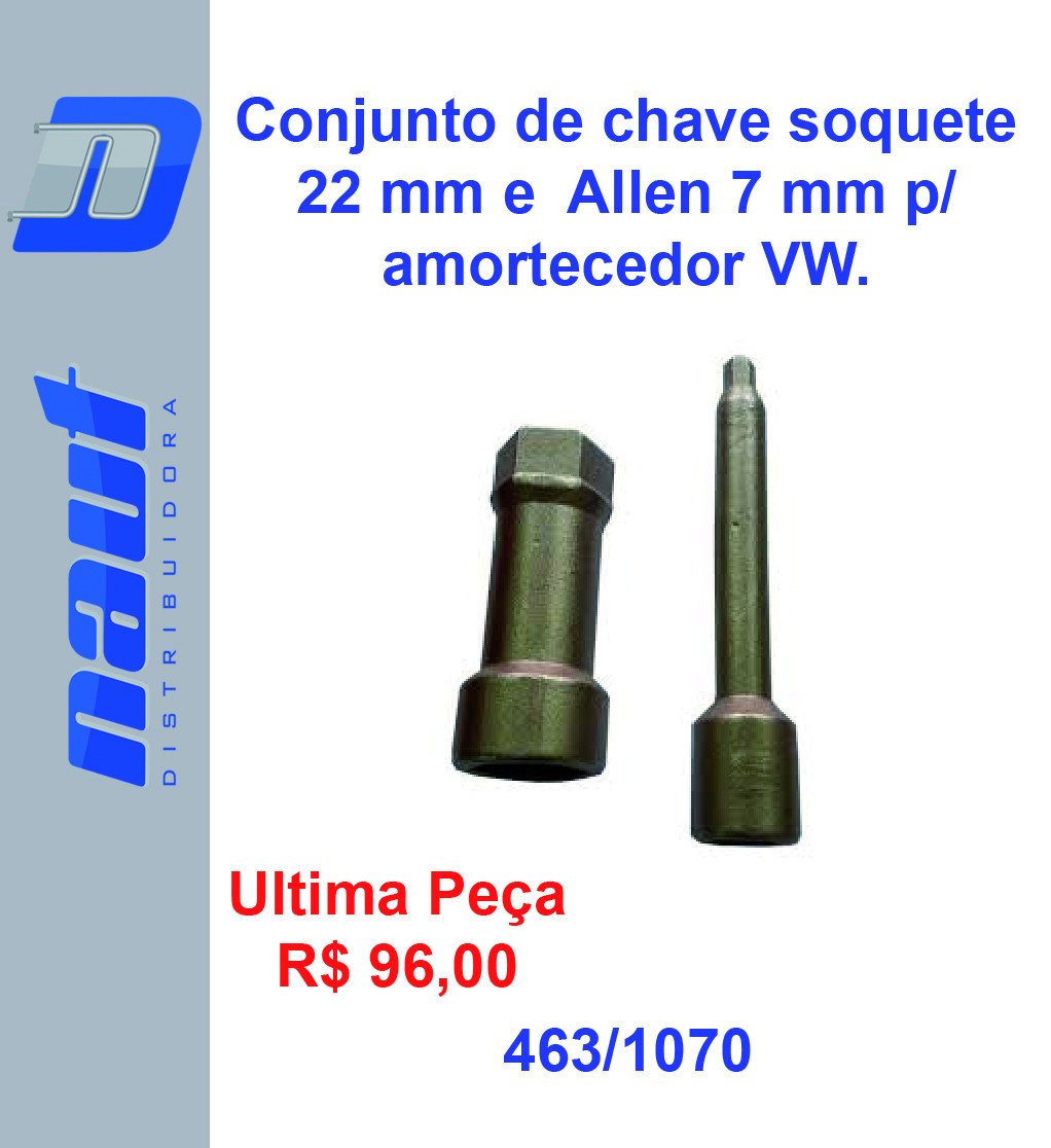 Conjunto de chave soquete 22 mm e  Allen 7 mm para amortecedor VW.