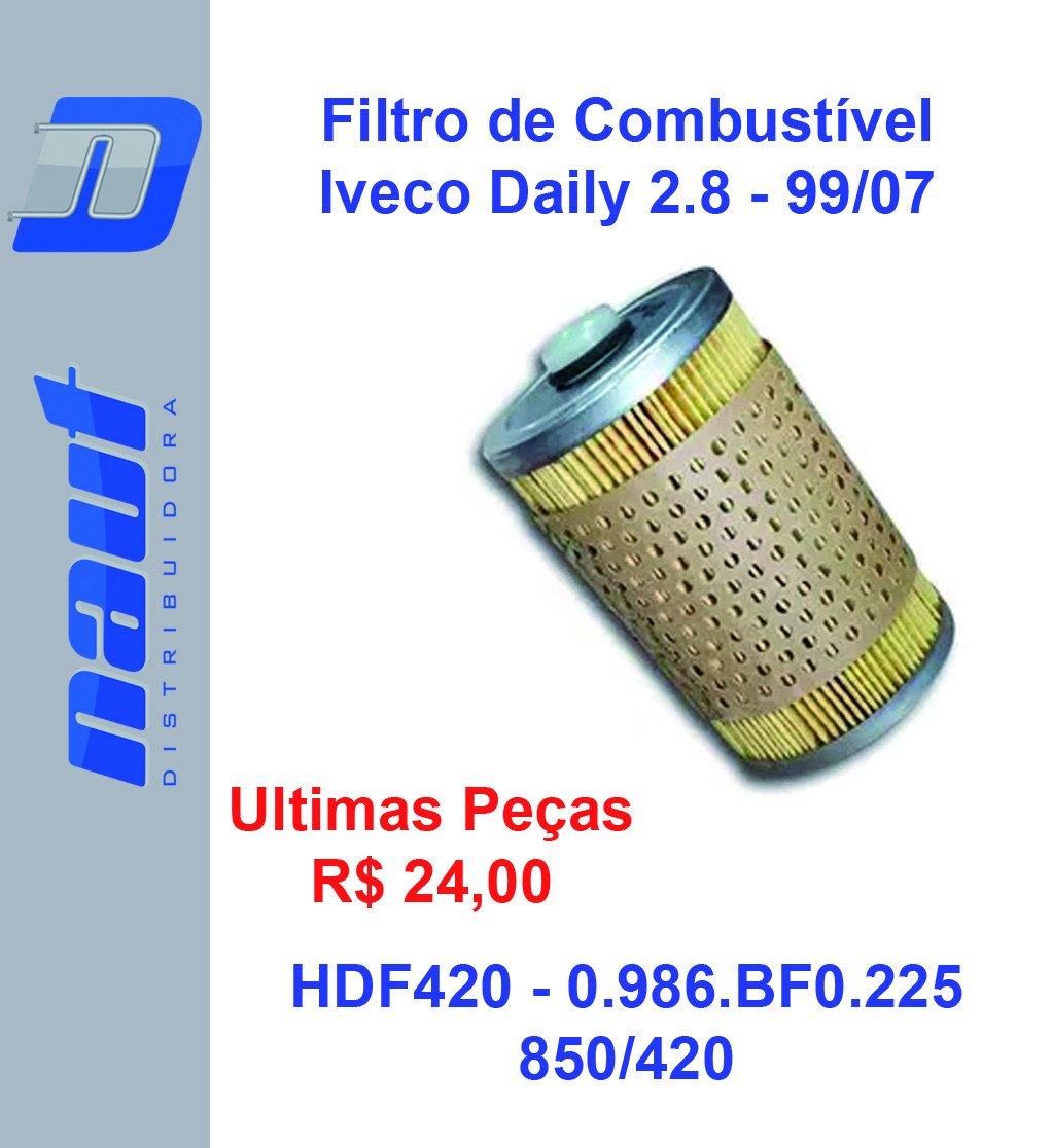 Filtro de Combustível Iveco Daily 2.8 - 99/07 HDF420 0.986.BF0.225