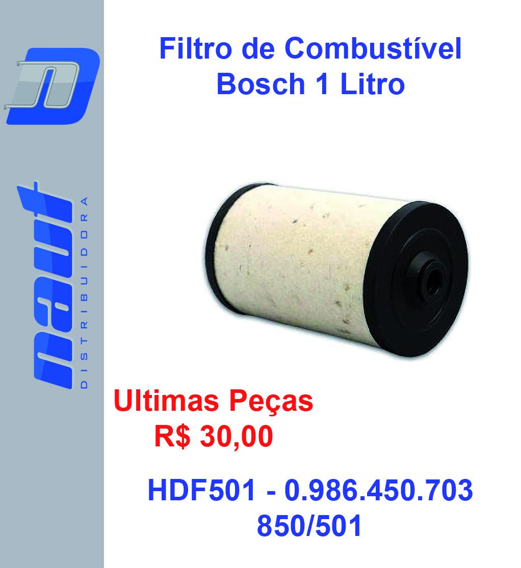 Filtro de Combustível Bosch 1 Litro HDF501 - 0.986.450.703