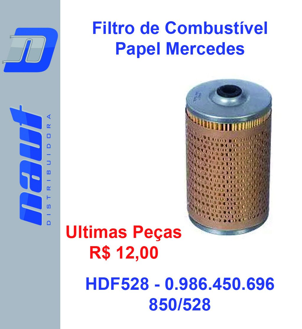 Filtro Combustível Mercedes Papel HDF528 - 0.986.450.696