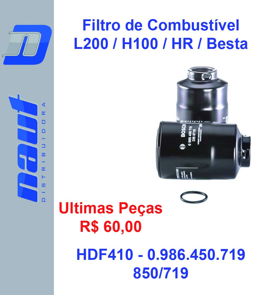 Filtro de Combustível L200 / H100 / HR / Besta HDF410 0.986.450.719