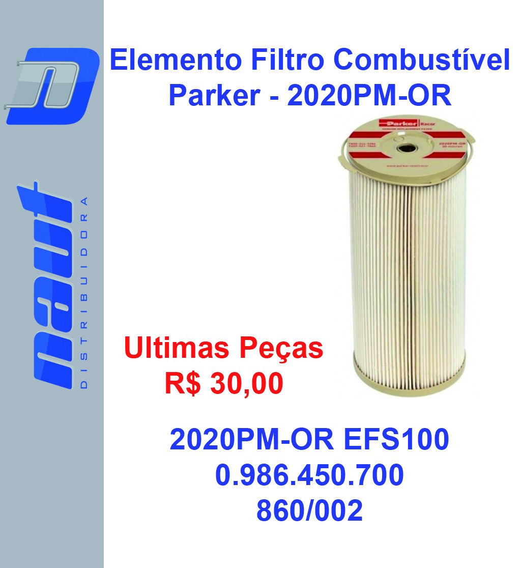 Elemento Filtro Combustível Parker - 2020PM-OR EFS100 0.986.450.700
