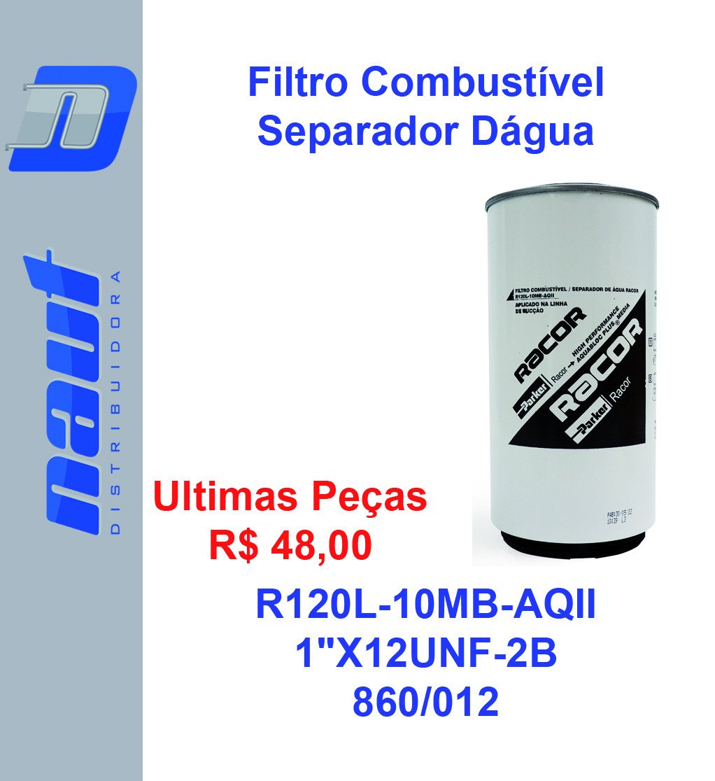 Filtro de Combustível Separador de Água Parker Racor R120L-10MB-AQII 1
