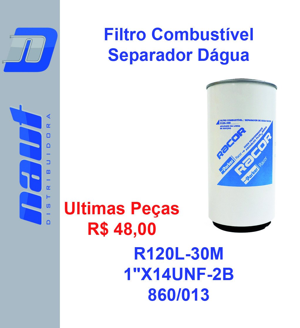 Filtro Combustível Separador de Água Parker Racor - Parker - R120L-30M 