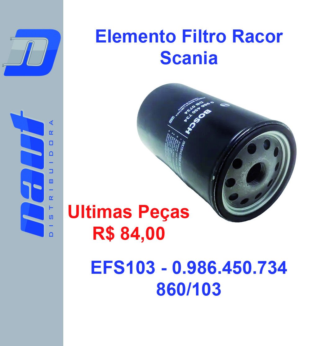 Elemento Filtro Racor Scania EFS103 0.986.450.734