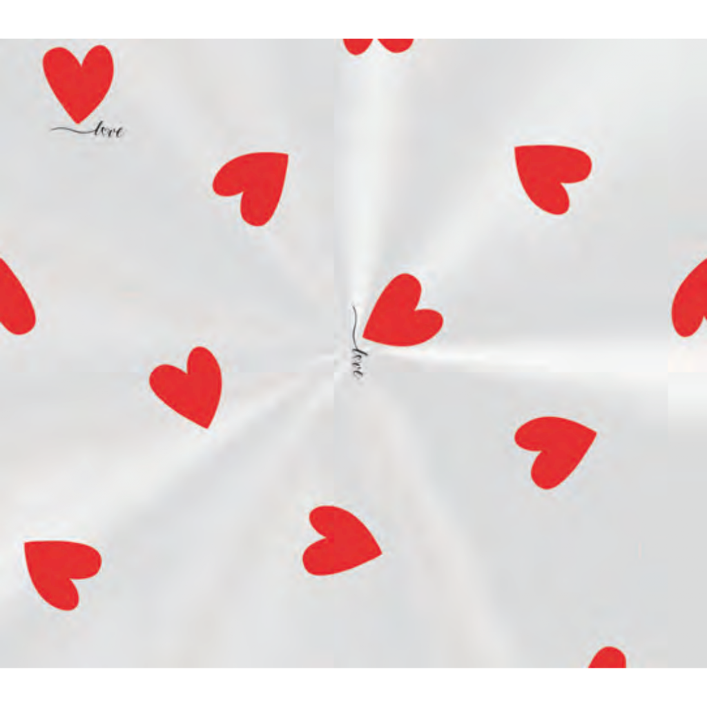 SACO P/ CESTA DECORADO 72X90 CORACAO VERMELHO