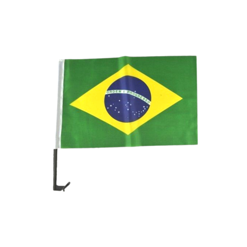 BANDEIRA BRASIL 30X45 P/ CARRO C/ HASTE C/10