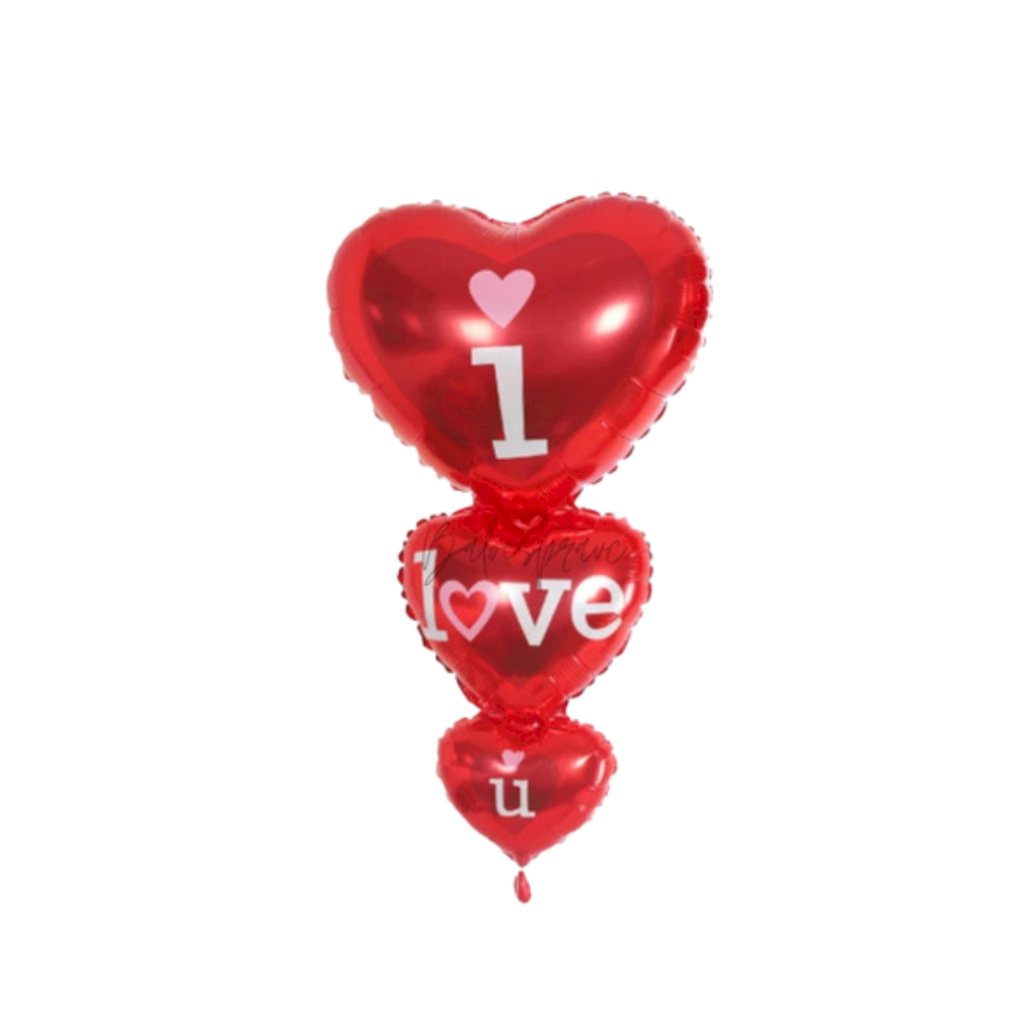 BALAO METALIZADO TRIO DE CORACOES I LOVE YOU