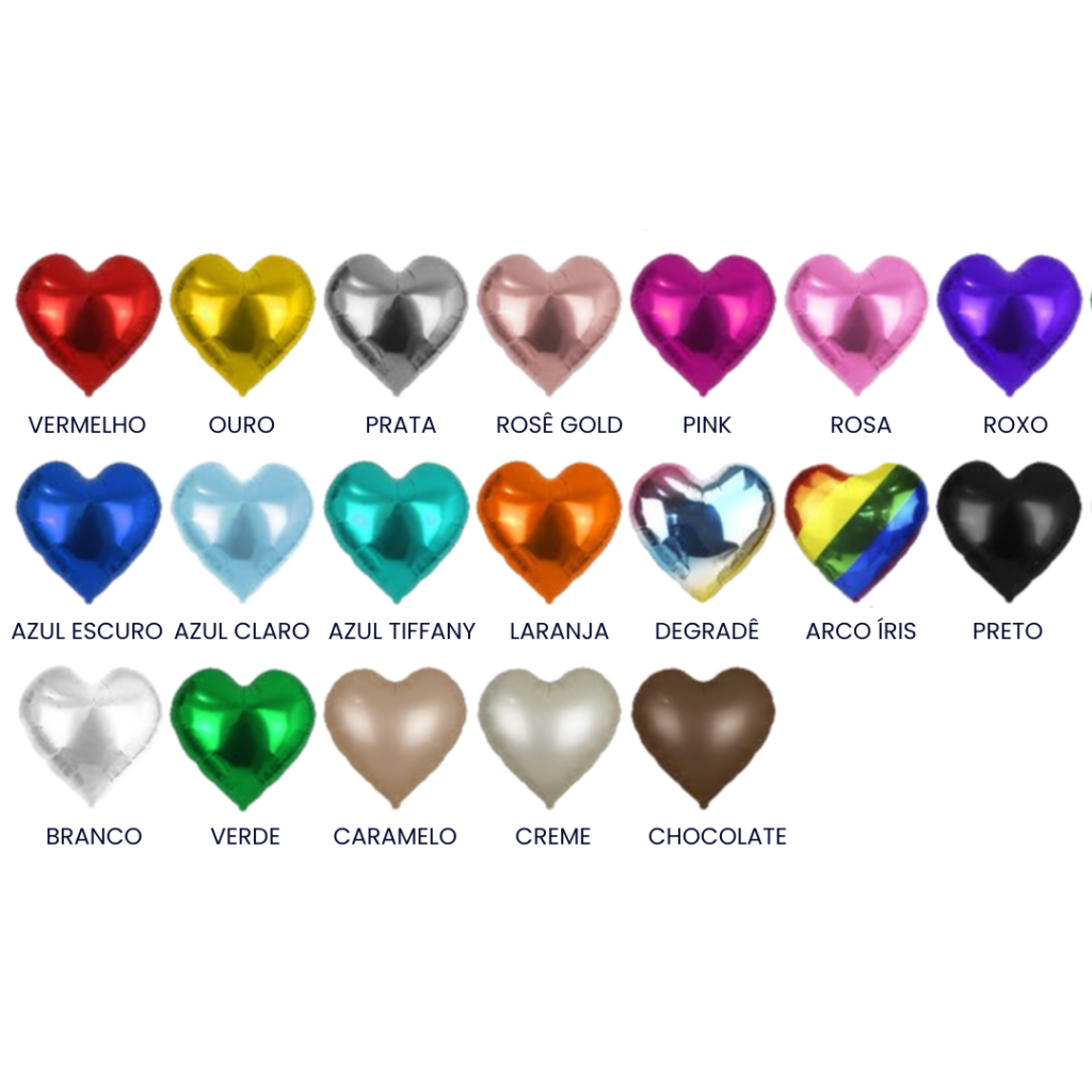 BALAO METALIZADO 40CM/45CM CORACAO 