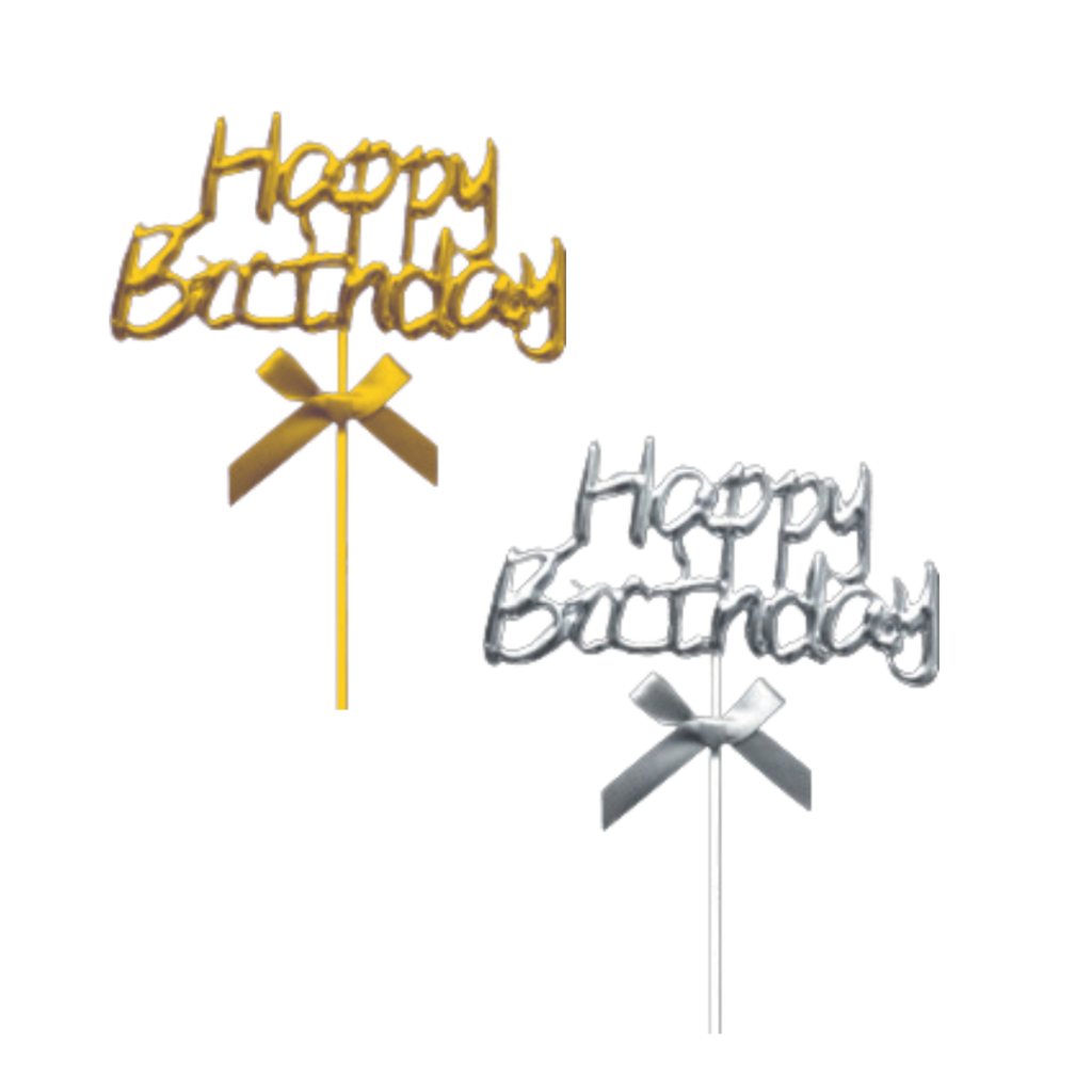 TOPO BOLO METALIZADO HAPPY BIRTHDAY