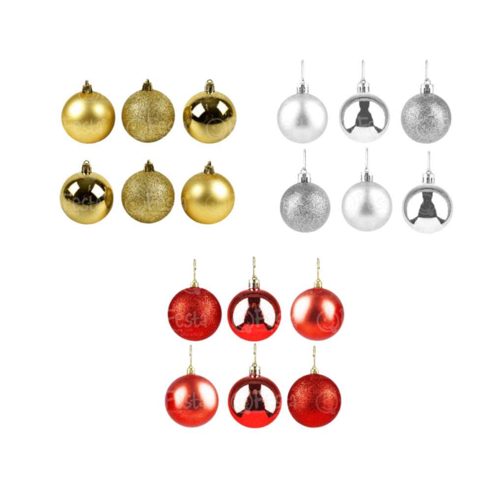 ENFEITE BOLA NATAL C/6