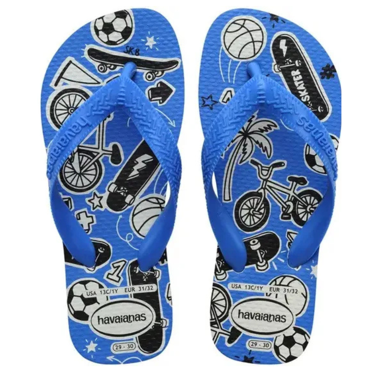 Chinelo Havaianas Kids Athletic - Coleção NOVA - Branco/Azul 