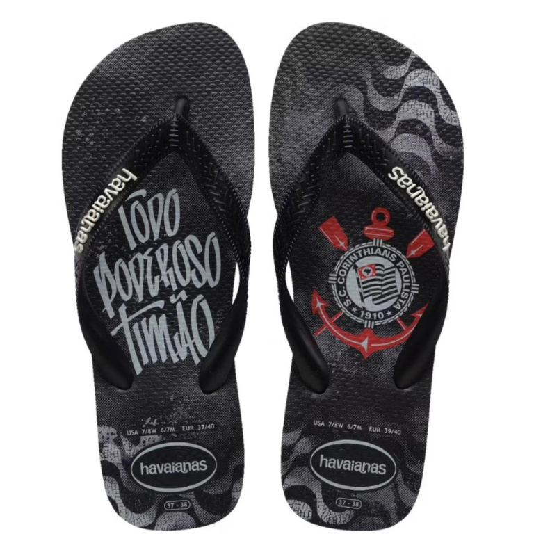 Chinelo Havaianas Top Times Corinthians - Preto