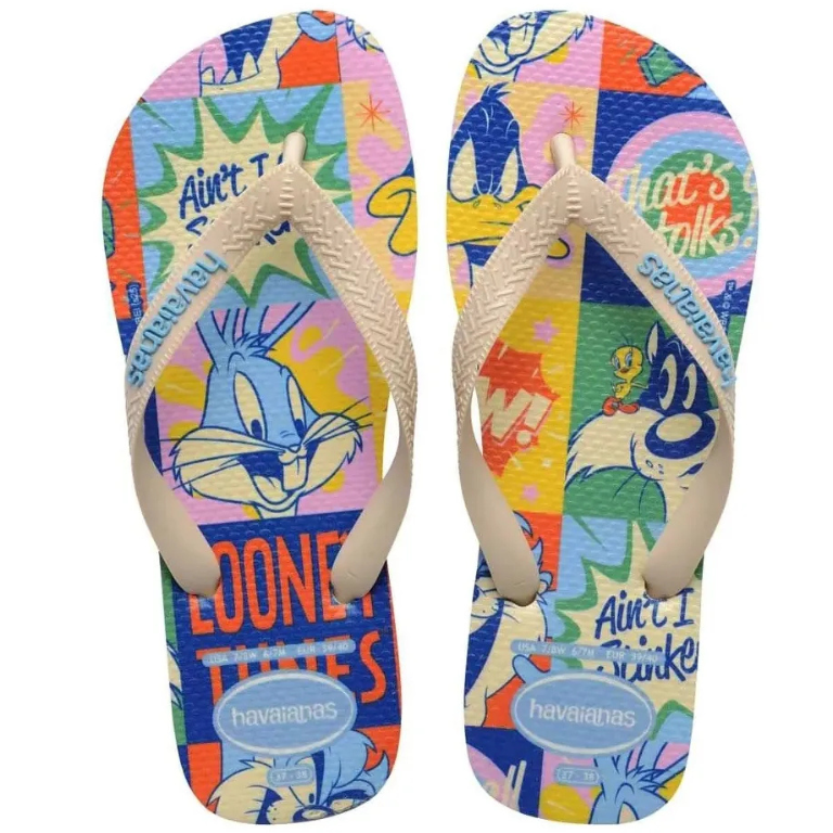 Chinelo Havaianas Top Clássicos Warner Looney Tunes - Bege Palha
