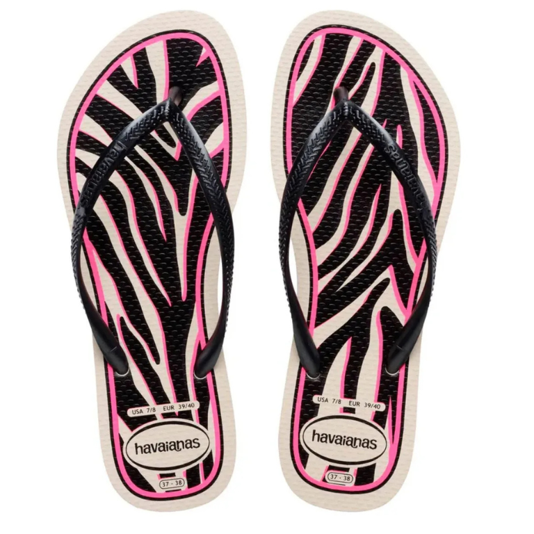 Chinelo Havaianas Slim Animals - Bege Palha/Cinza