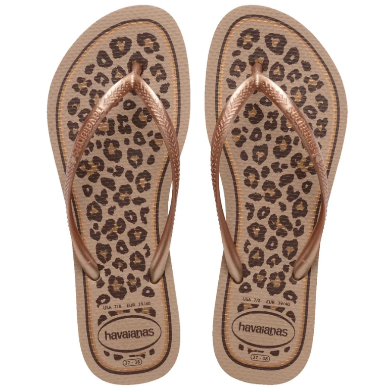 Chinelo Havaianas Slim Animals - Rose Gold/Rose Gold - Oncinha