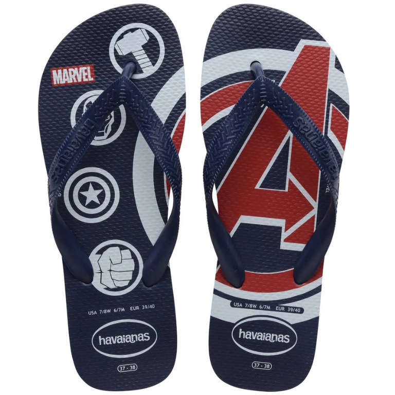 Chinelo Havaianas Top Marvel Logomania - Marinho
