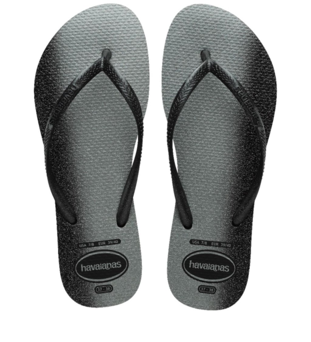 Chinelo Havaianas Slim Gloss -PRETO/PRATA