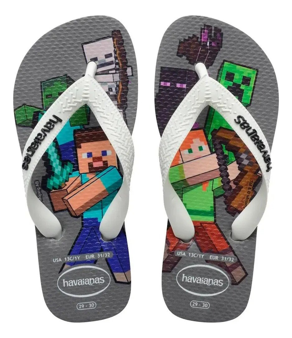 Havaianas Kids Minecraft - Cinza aço/branco