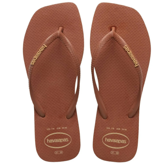 Chinelo Havaianas Slim Square Logo Pop Up - Ferrugem