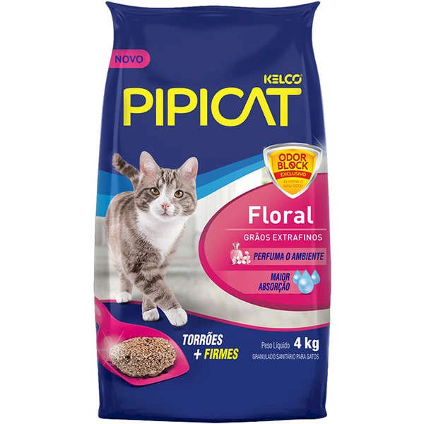 AREIA HIGIÊNICA PIPICAT FLORAL 4KG